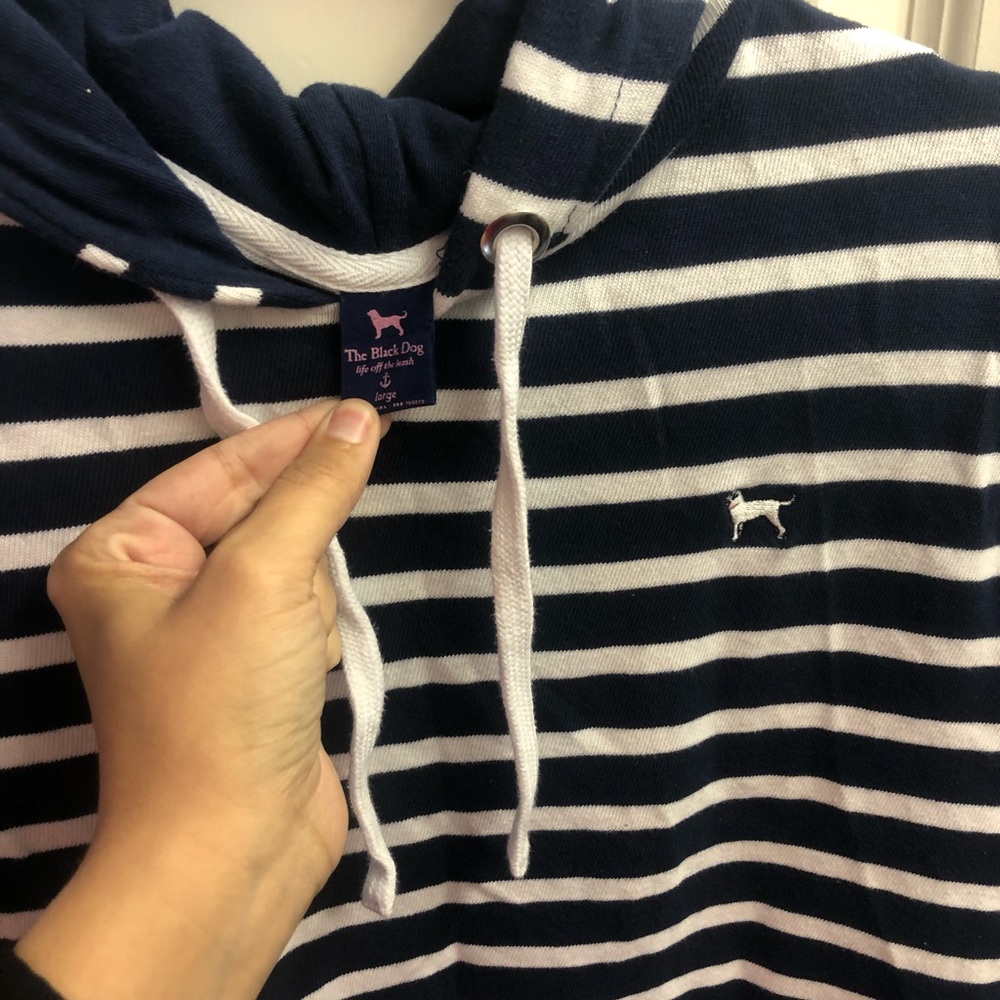 The Black Dog navy blue striped hoodie